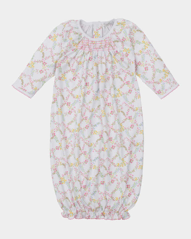 Girl's Garden Trellis Smocked Gown, Size Newborn-S